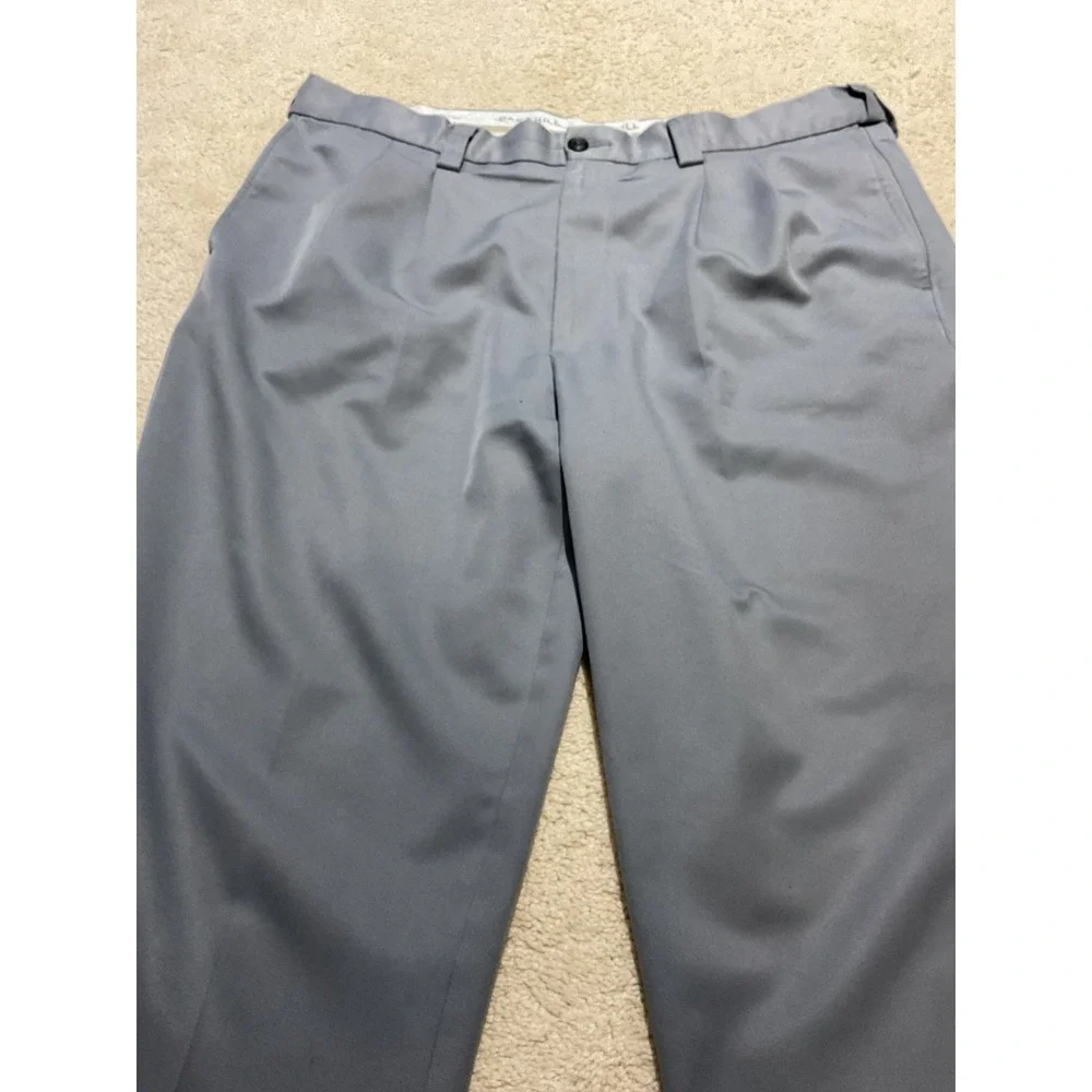 Oak Hill Men's Dress Pants 42x32 Gray Flat Front Business Casual Comfort Stretch